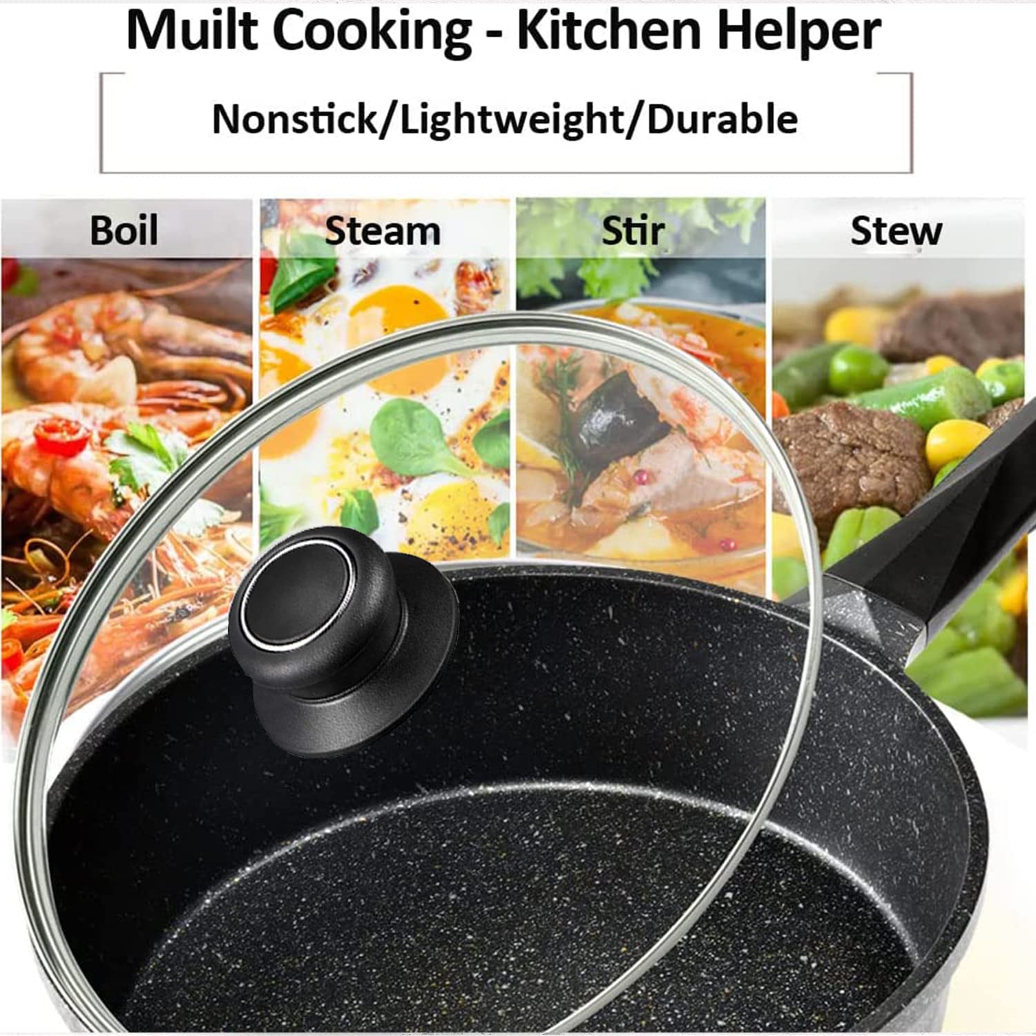 8 Inch Glass Lid for Frying Pan Lid, Fry Pan Lid, Skillet Lid, Pan Lid with Handle Compatible with Lodge 8 Inch Cast Iron Skillet - Glass Cover, 8", Clear - Image 4