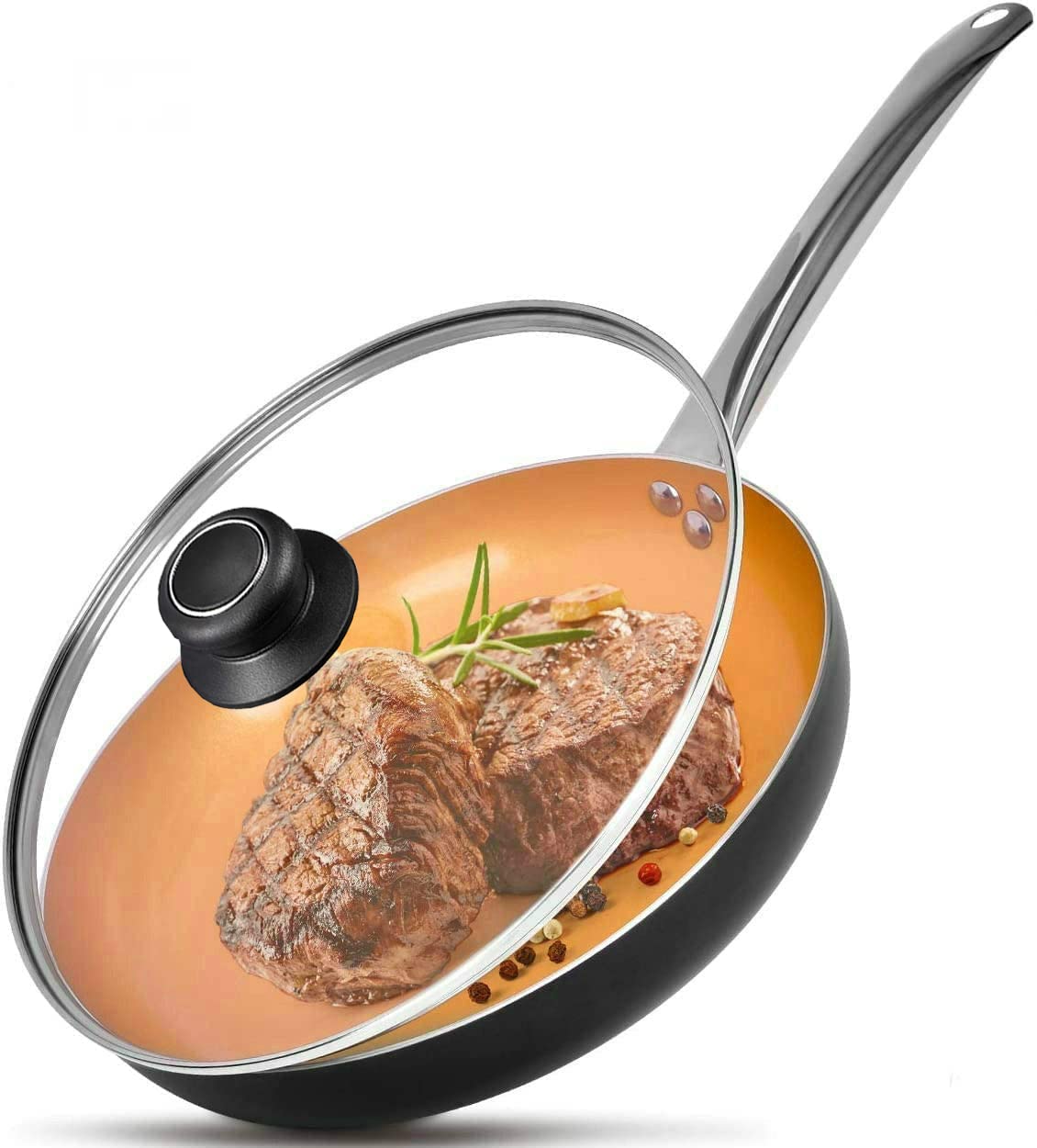 8 Inch Glass Lid for Frying Pan Lid, Fry Pan Lid, Skillet Lid, Pan Lid with Handle Compatible with Lodge 8 Inch Cast Iron Skillet - Glass Cover, 8", Clear - Image 5