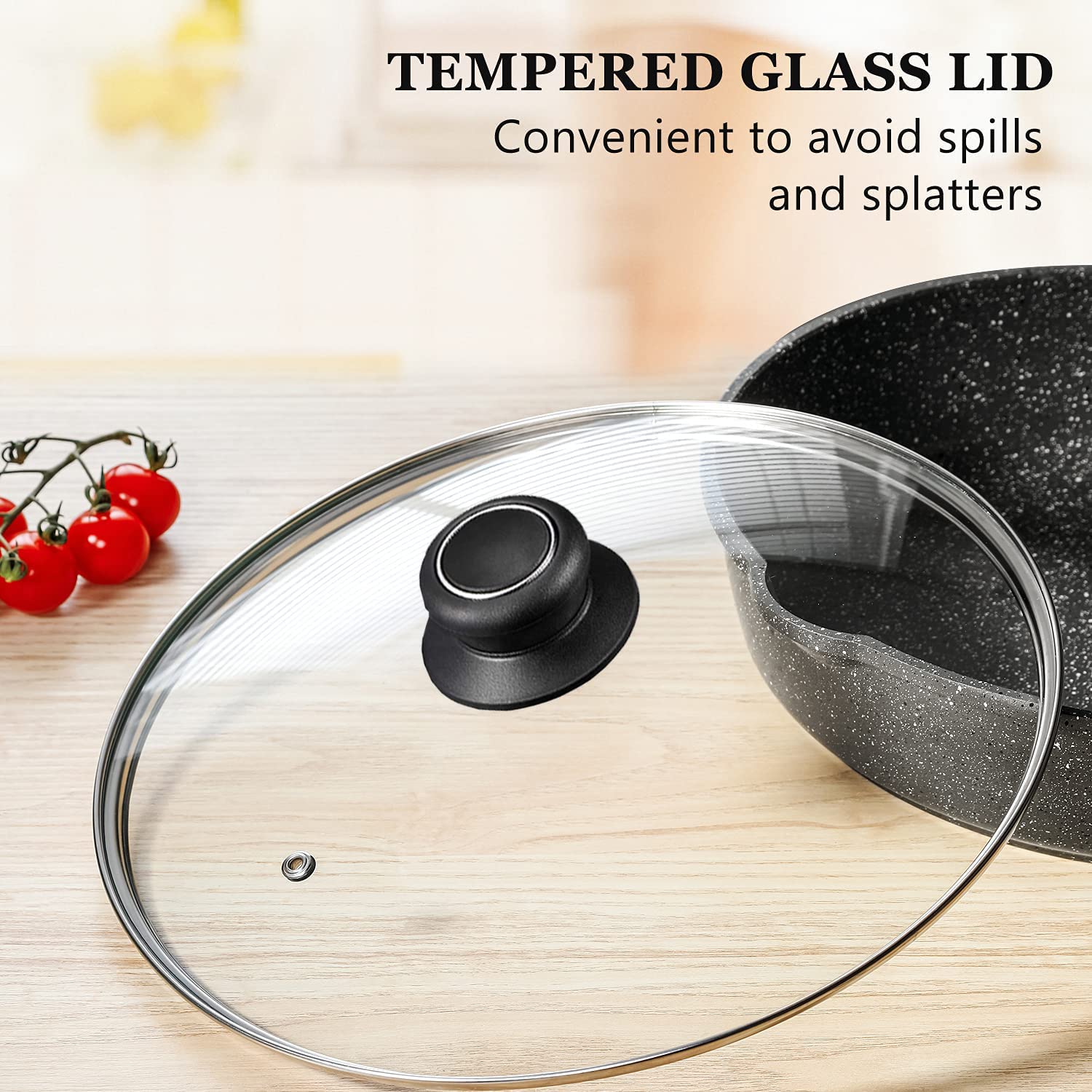 8 Inch Glass Lid for Frying Pan Lid, Fry Pan Lid, Skillet Lid, Pan Lid with Handle Compatible with Lodge 8 Inch Cast Iron Skillet - Glass Cover, 8", Clear - Image 7