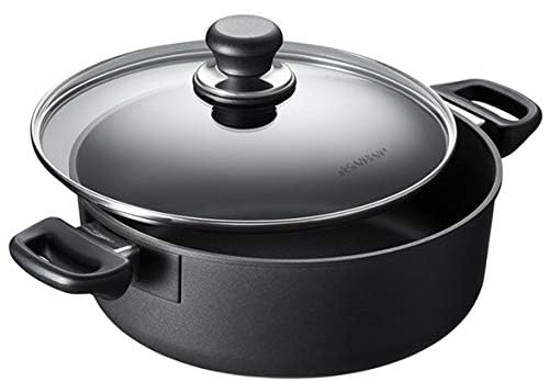 Scanpan Classic 4 1/2 Qt Nonstick Covered Low Sauce Pot – Metal Utensil Safe, Dishwasher & Oven Safe to 500°F, Works on Gas & Electric Stovetops, Black - Image 3