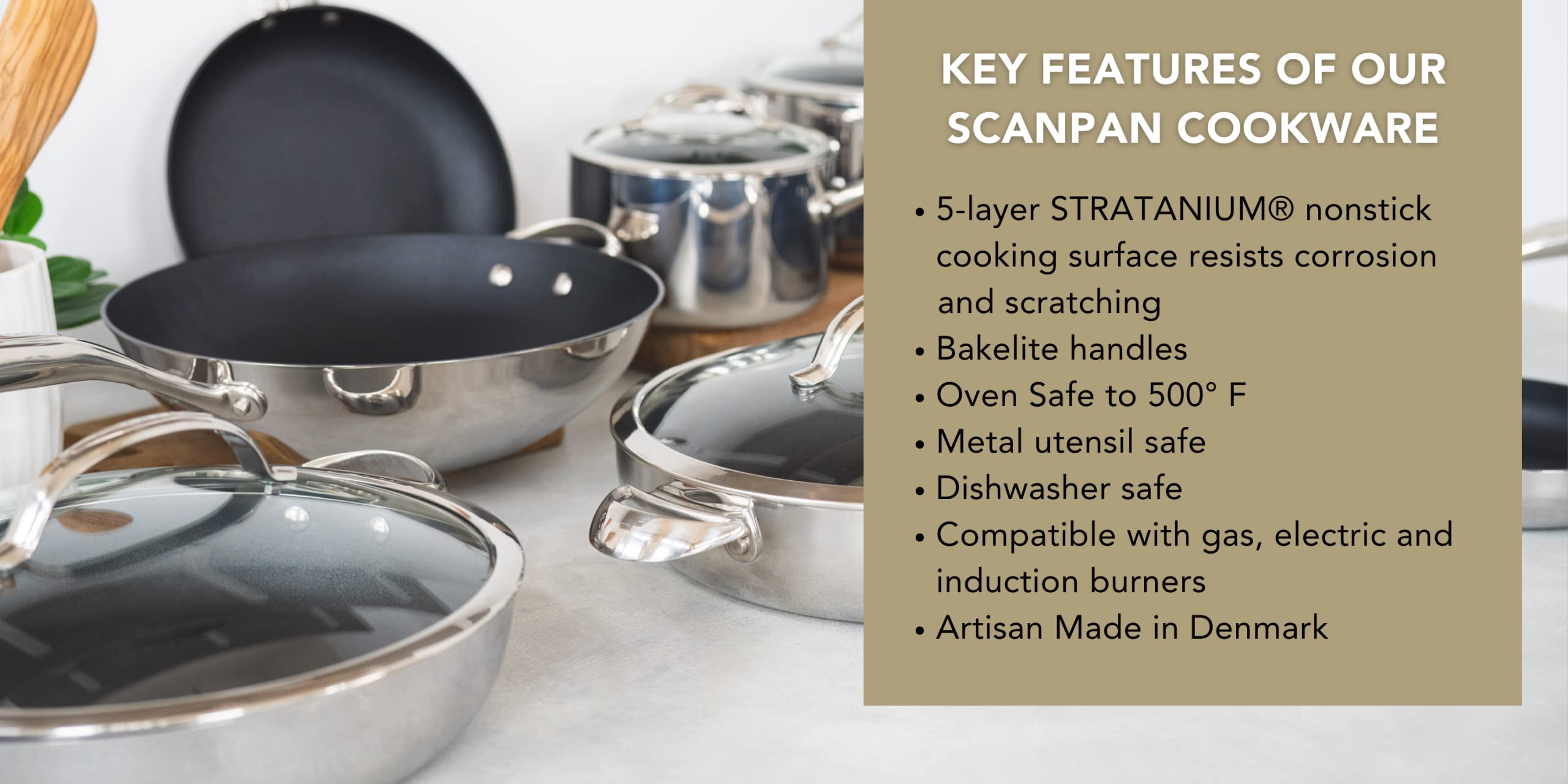 Scanpan Classic Plus 12.5 inch Nonstick Wok – Compatible with Gas and Electric Stovetops, Metal Utensil Safe, Oven Safe to 500°F, Dishwasher Safe, Black - Image 4