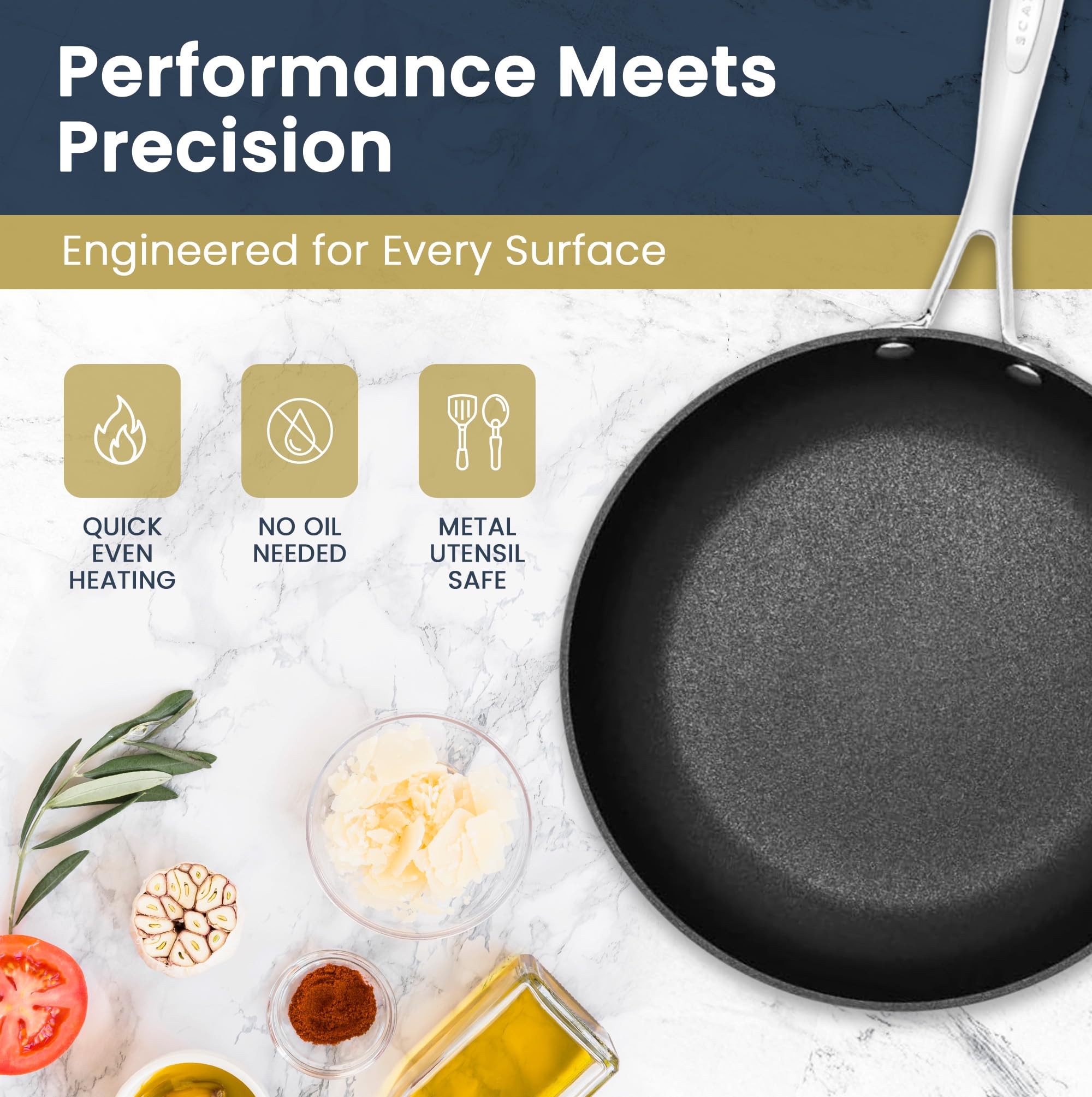 Scanpan HaptIQ 10 1/4 inch Stainless Steel-Aluminum Nonstick Fry Pan – Compatible with All Cooktops, Induction Ready, Metal Utensil Safe, Oven Safe to 500°F, Dishwasher Safe - Image 3