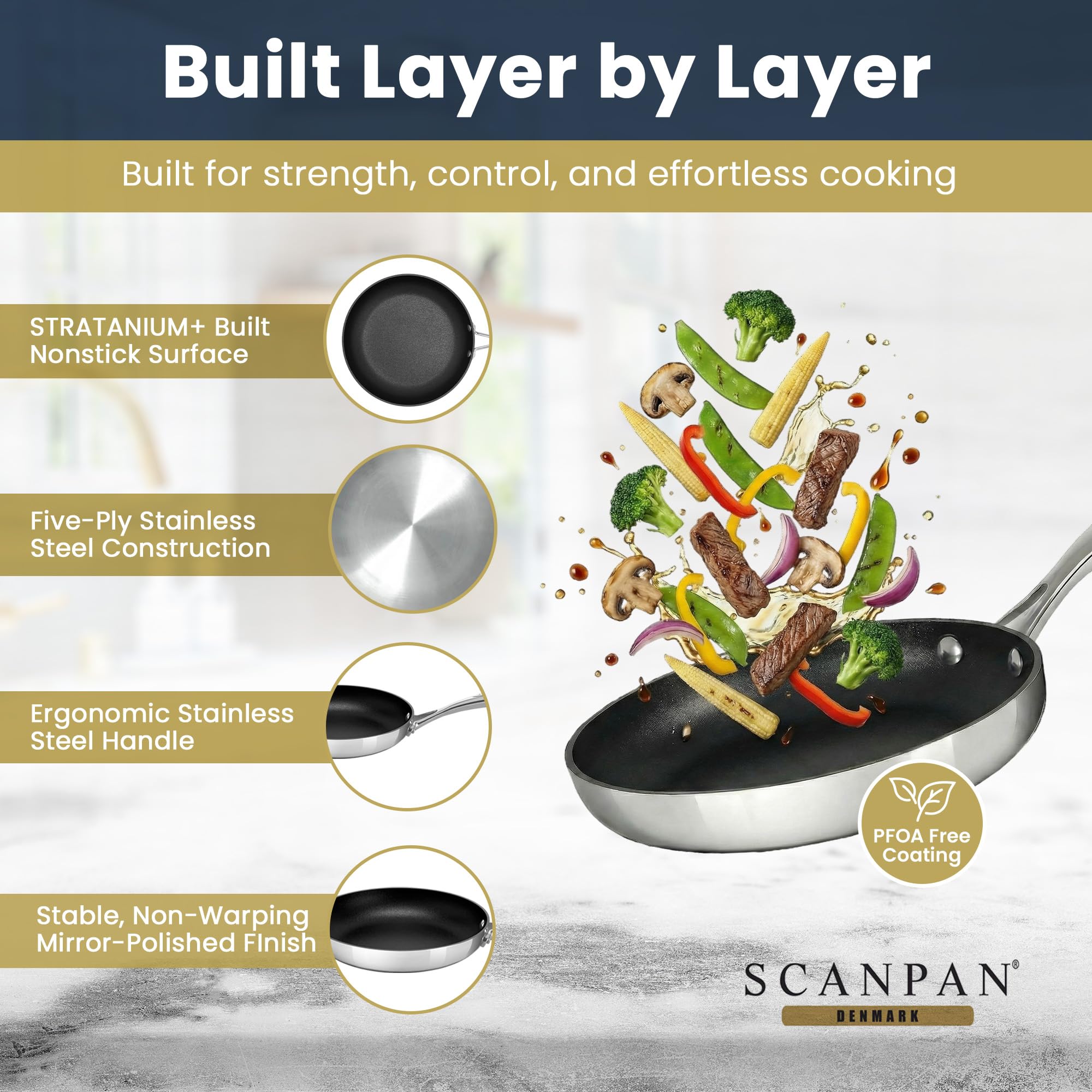 Scanpan HaptIQ 10 1/4 inch Stainless Steel-Aluminum Nonstick Fry Pan – Compatible with All Cooktops, Induction Ready, Metal Utensil Safe, Oven Safe to 500°F, Dishwasher Safe - Image 8