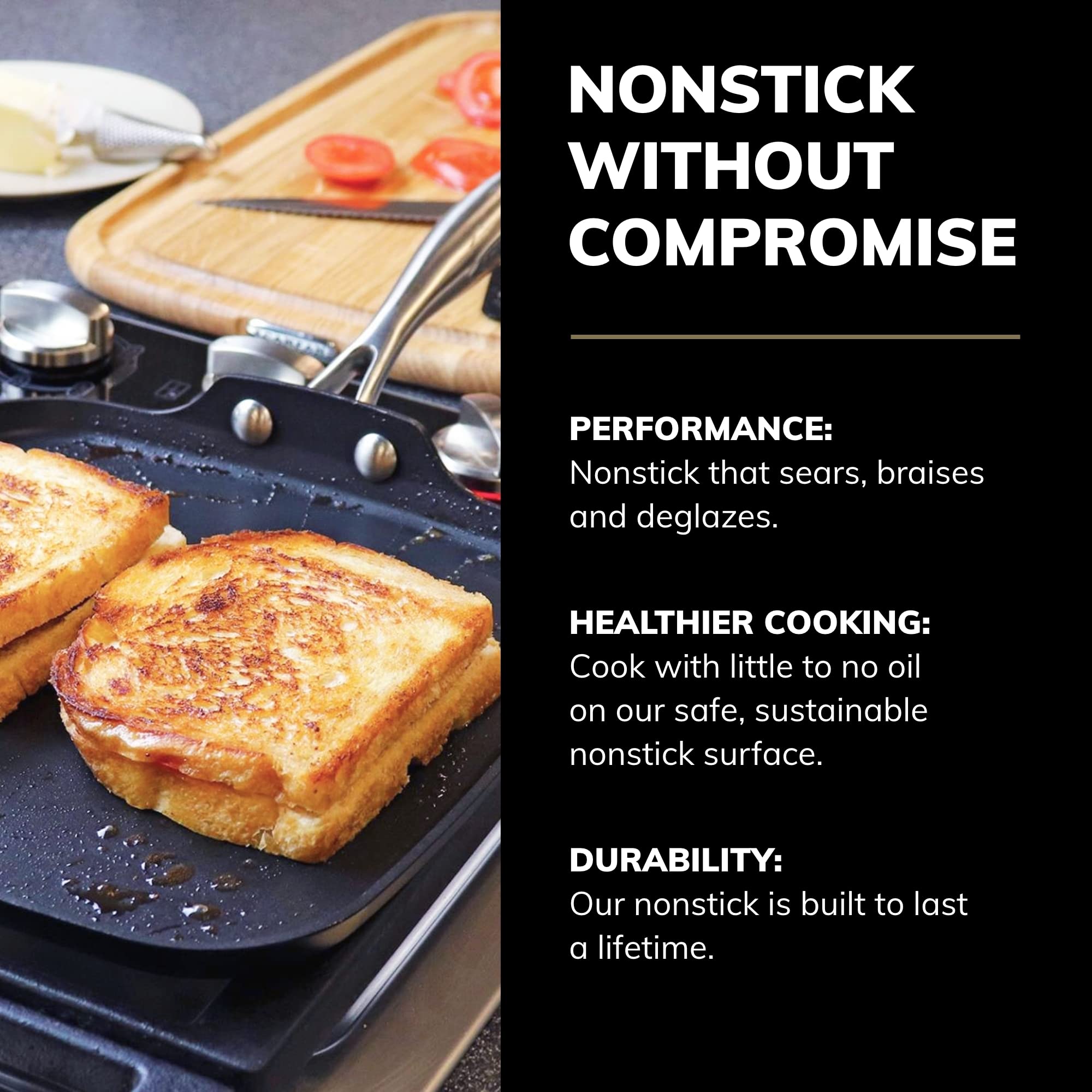 Scanpan Professional 10.5” Square Grill Pan & 11” Griddle - Easy-to-Use Nonstick Cookware - Dishwasher, Metal Utensil & Oven Safe - Made in Denmark - Image 3