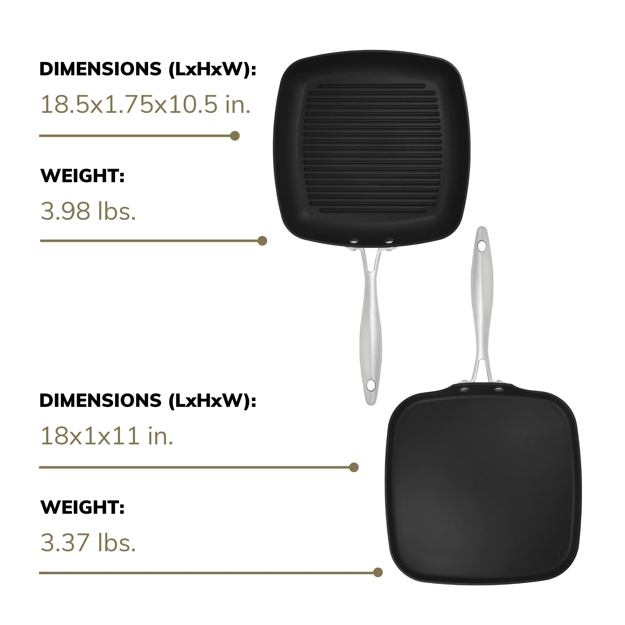 Scanpan Professional 10.5” Square Grill Pan & 11” Griddle - Easy-to-Use Nonstick Cookware - Dishwasher, Metal Utensil & Oven Safe - Made in Denmark - Image 4