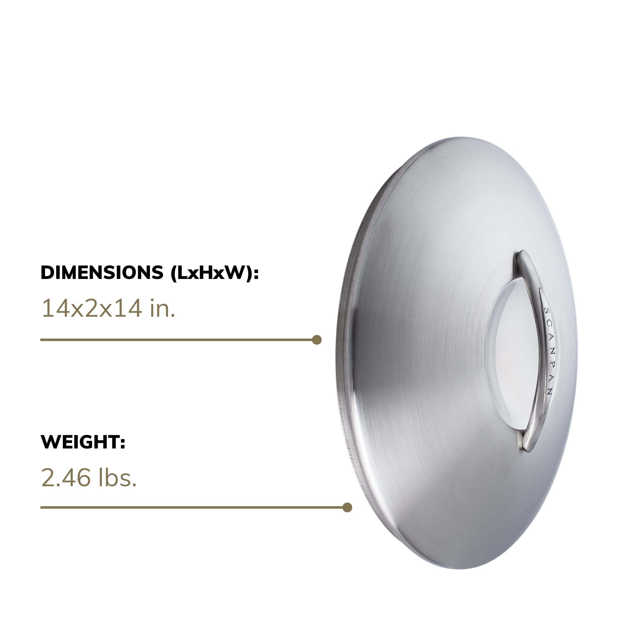 SCANPAN Professional 14” Stainless-Steel Lid - Fits Any Pan with Same Diameter - Dishwasher & Oven Safe - Image 3