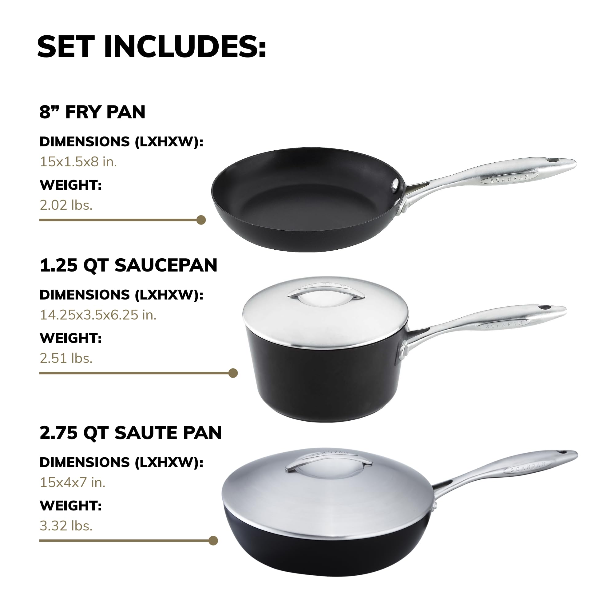 SCANPAN Professional 5-Piece Set - Easy-to-Use Nonstick Cookware - Dishwasher, Metal Utensil & Oven Safe - Made in Denmark - Image 4